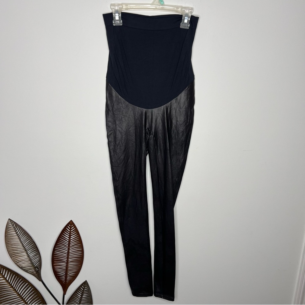 M20 Spanx Mama‎ Maternity Faux Leather High Waisted Leggings - Picture 4 of 10